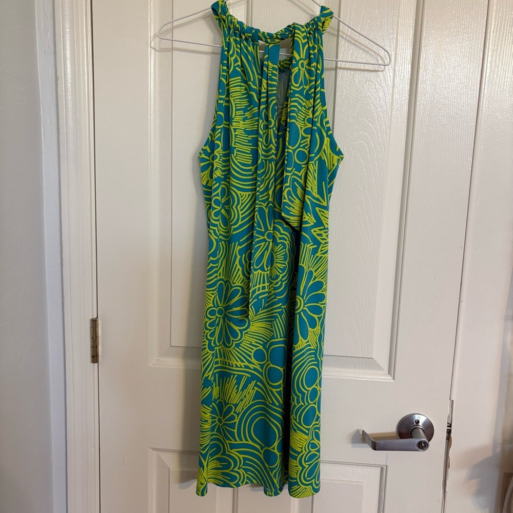Trina Turk Vibrant Green and Blue Dress